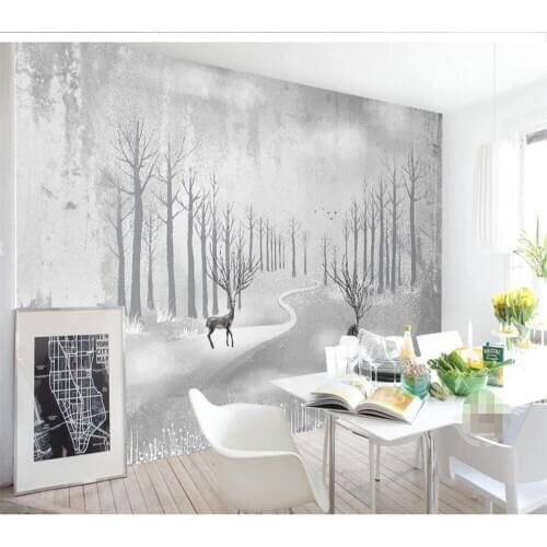 Custom wallpaper mural 3D-8D wall covering hand-painted beautiful wood elk TV background wall decoration painting