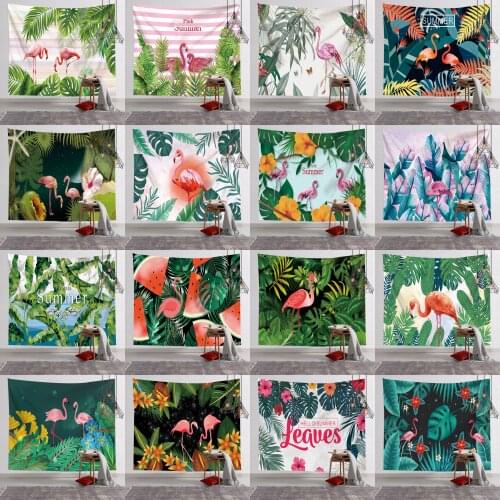 Nordic Tropical Flamingo Plant Tapestry Room Matching Decorative Background Wall Soft Flannel Easy Clean tapestry wall hanging