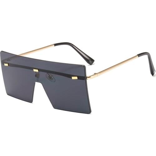 2021 New Fashion Sunglasses for Women Large Rimless Sunglasses Retro Flat Top Big Shades for Women Men UV Protection Eye Shield