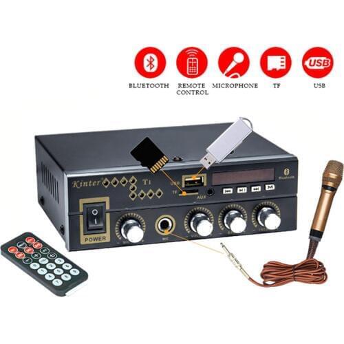 Free Shipping High Quality Mini Hifi Bluetooth Power Amplifier 12V 110V 220V Digital Player DVD CD MP3 TF USB Multifunction
