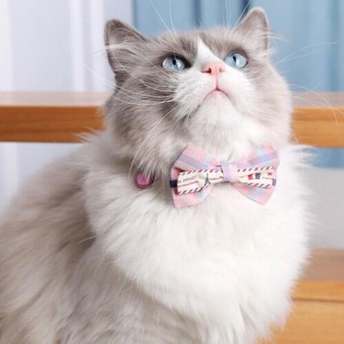 Pet Cat Collar Cute Bowknot Kitten Collars With Bell Adjustable Safe Cats Collars Home Pets Supplies Accessories