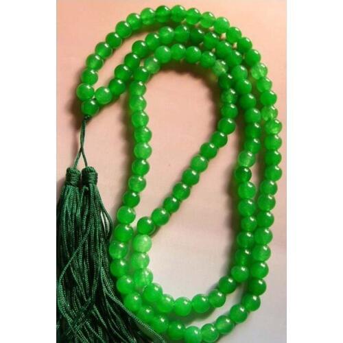 108 Green Jades Bead Tibet Buddhist Prayer Necklace Mala 18 inch color Fashion Free shipping