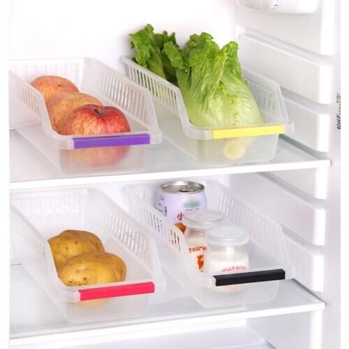 Plastic Refrigerator Drawer Organizer Freezer Storage Bins Kitchen Collecting Tray Container Random Color