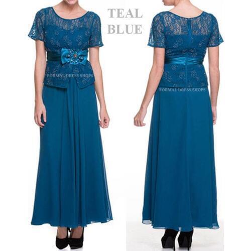 Blue green Bow Cap Sleeve sukienka plus size New Formal Groom Evening Gowns Classy Church custom Mother of The Bride Dresses