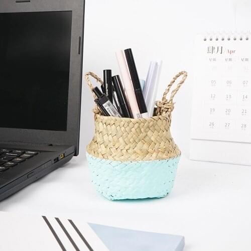 Garden Flower Organizer Basket Wicker Rattan Seagrass Storage Baskets Plant Pot Toy Holder Foldable Handmade Clothing Storage