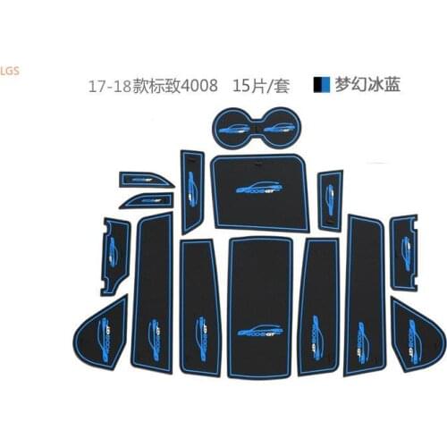 For Peugeot 4008 2017-2019 Door Slot Mat Water coaster Armrest box storage slot mat decoration Car styling