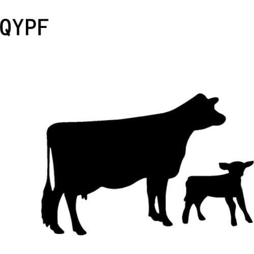 QYPF 15CM*10CM Cartoon Dairy Cow Family Vinyl Car Sticker Decal Black Silver Car Styling C15-3214