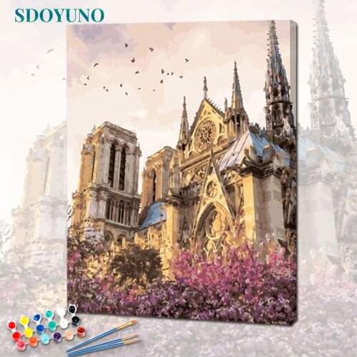 SDOYUNO 40x50cm Castle Scenery Painting For Paint By Numbers DIY Landscape Paint For Painting By Numbers On Canvas Home Decor