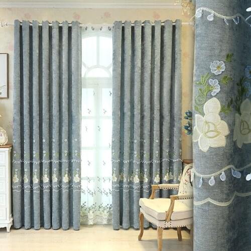 European Style Curtain Warp Knitted Curtains Kitchen Tulle Lace Sheer Jacquard Bedroom Curtains shading embroidery
