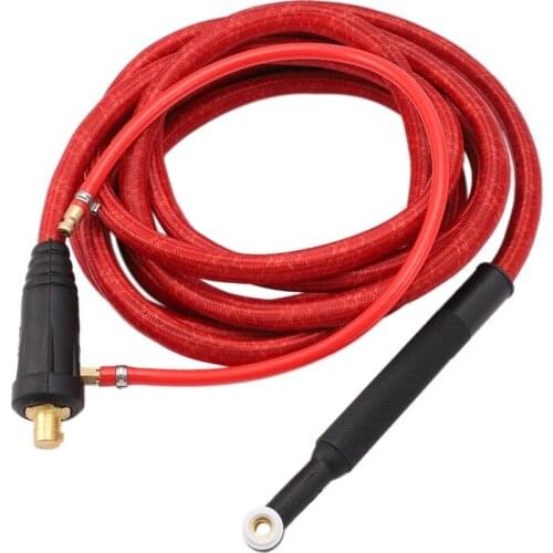 WP9F 4M Red Super Soft Hose Braided Air-Cooled Complete TIG Welding Torch 35-70 Connector