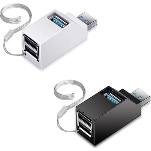 Mini 3-Port USB 3.0 Hub High-Speed Data Transfer Splitter and Adapter for PC Laptops and Desktops