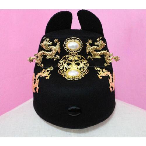 Adults Dragons Ming Dynasty Emperor hat ancient prince Chinese ancient hat China Vintage hat performance cosplay