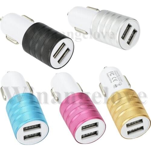 Winangelove metal usb Dual usb ports auto power adapter car chargers for iphone 7 8 x for samsung s7 s8
