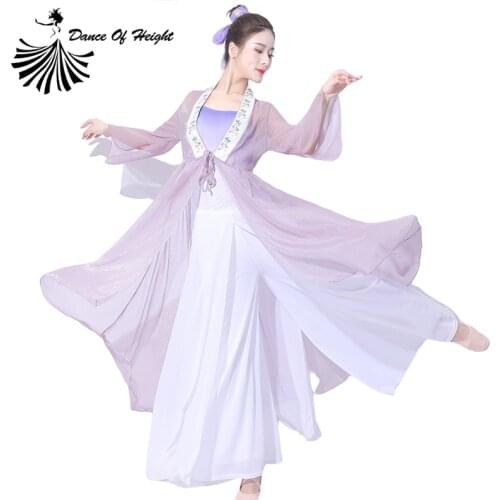 Organza Classical Dance Wear Women Folk Dance Top Blouse Yangko Dance Clothes Embroidered Neckline Long Sleeve Dance Dress