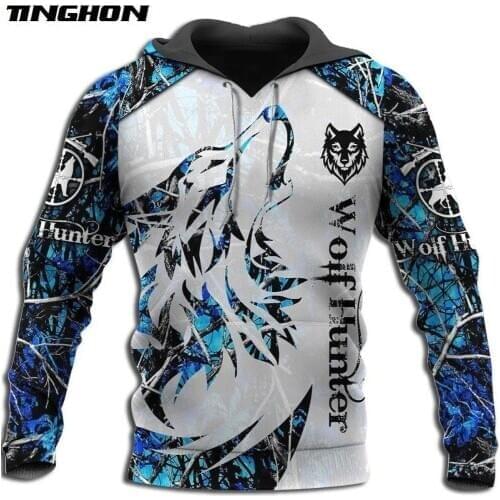 Animal Wolf Hunter pattern 3D Printed Hoodies Harajuku Hooded Sweatshirt Unisex Casual Pullover sudadera hombre XS-7XL