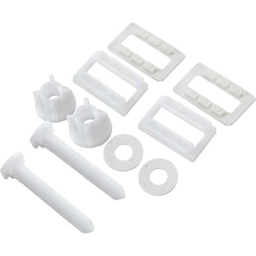 1Set Plastic Toilet Seat White Toilet Hinge Bolts Screw Fixing Fitting Kit Bathroom Part with Nuts and High Quality Washers Tool