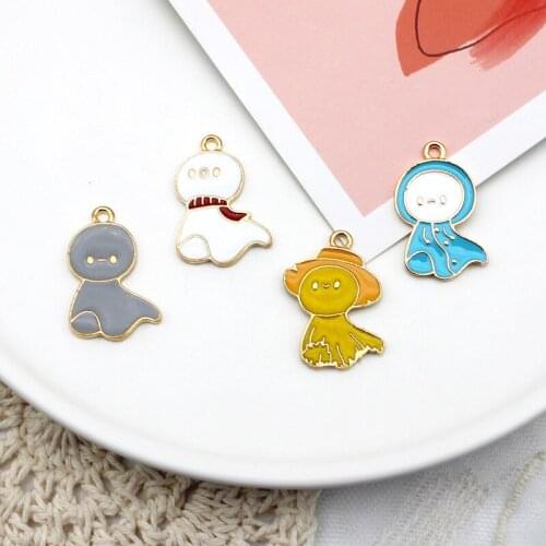 10pcs Japanese Style Small Sunny Doll sunny days Enamel Metal Charms for Earring Bracelet DIY Jewelry Making