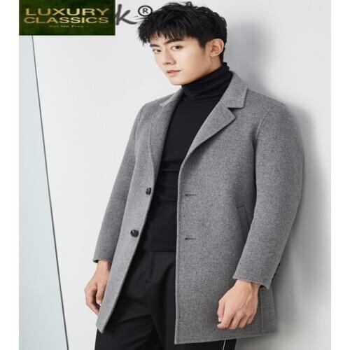 100% Casual Wool Fashion Coat Men Clothes 2021 New Brand Winter Korean Long Woolen Jacket Man Abrigo Hombre Hiver 7096