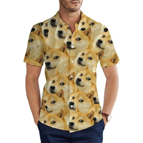 2021 Summer 3D All Over Printed Hawaiian Shirt Mens Short sleeve Shirts Animal God dog/shiba inu Pattern Harajuku Casual Shirt