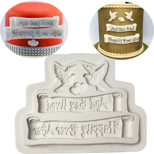 3D Love Dove Wedding Silicone Mold Letters Cake Border Fondant Cake Decorating Tools DIY Cupcake Candy Chocolate Gumpaste Mould