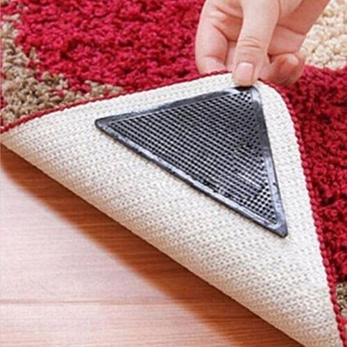 4pcs/Set Reusable Washable Rug Carpet Mat Grippers Non Slip Silicone Grip For Home Bathroom Living Room 301-0759
