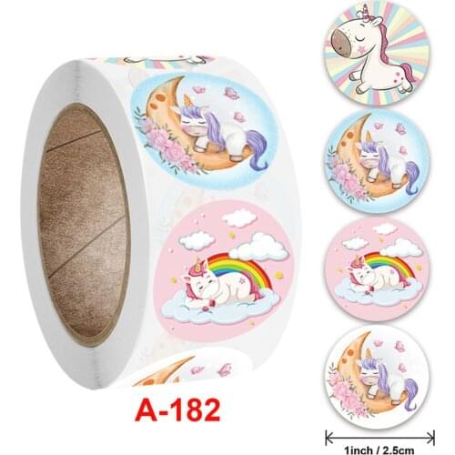 Reward Sticker for Kids Mermaid Unicorn Animal Cute Pattern 500pcs/roll 1 inch 8 Designs School Teacher Supplies Child Sticker