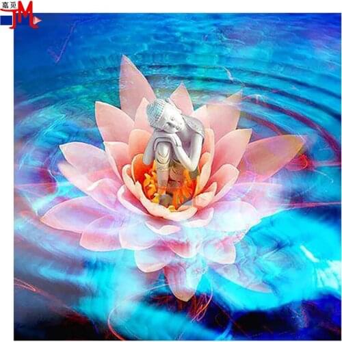 5D DIY Diamond Painting Cross stitch Kit With Diamond Mosaic Embroidery "Lotus Buddha"3D Painting Round Religion Home Decor Gift