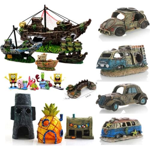 Aquarium Fish Tank Landscaping Shipwreck Pirate Ship Decoration Resin Boat Accessories Furniture Pet fish Tank Decorations