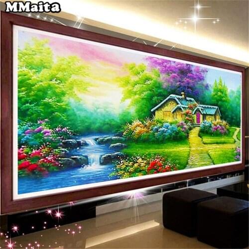 5D DIY Full Drill Round Diamond Painting Spring Garden Cottage Paint with Diamond Cross stitch Picture of Rhinestones GG320