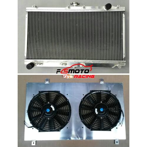 FOR Mazda MX5 MX-5 Miata NB MT 1.6/1.8L L4 engine 1998-2005 KIT 99 00 01 02 03 04 52 mm Aluminum Racing Radiator + Shround + fan