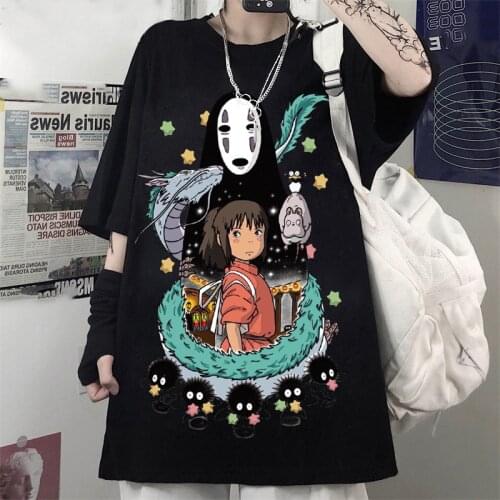Spirited Away Harajuku Y2K Kawaii Clothes Anime Casual T-shirt Cartoons Short Sleeve Printed Graphic Gothic Cosplay Costume