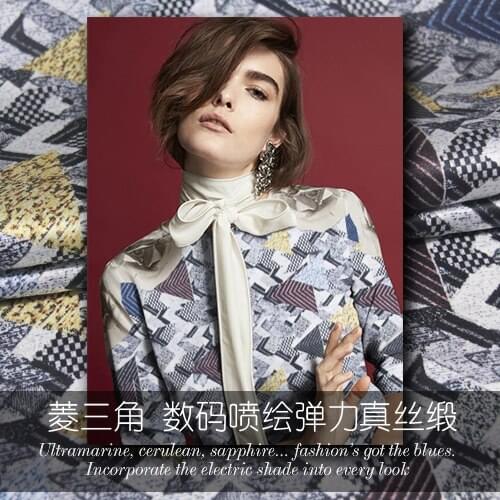 Digital inkjet silk stretch satin fabric anti-wrinkle breathable clothing dress silk fabric satin wholesale silk cloth