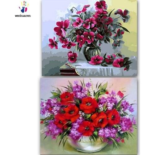 DIY colorings pictures by numbers with colors Flowers in a vase picture drawing painting by numbers framed Home