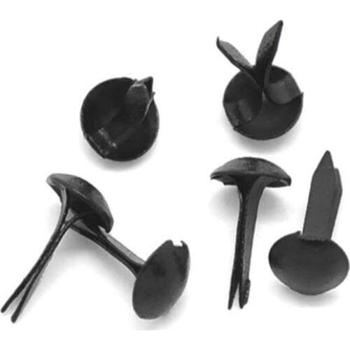 DoreenBeads Iron Based Alloy Pastel Brads Scrapbooking Embellishment for DIY Craft Supply Round Black 9x5mm(3/8"x2/8"), 500 PCs