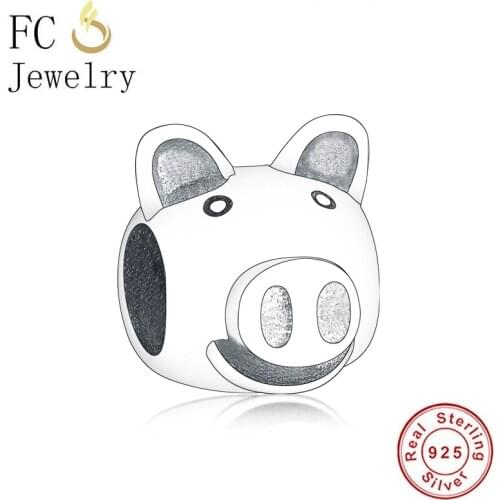 FC Jewelry Fit Original Brand Charm Bracelet Necklace 925 Sterling Silver Pig Pigglet Piggy Bead For Women Berloque