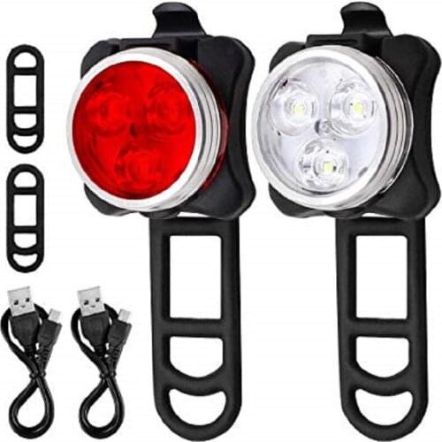 Bright Bicycle Bike 3 Led Head Front Light 4 Modes Usb Rechargeable Tail Clip Light Lamp Waterproof Cycling Lights Tail Light