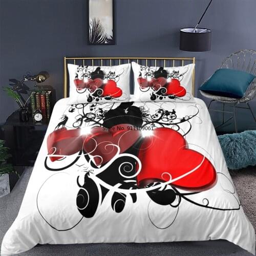 Red Love Bedding Set 3D Rose Flower Printed Duvet Cover Pillowcase Single Double Queen Twin Full King Size 2/3 Pcs Quilt Cover