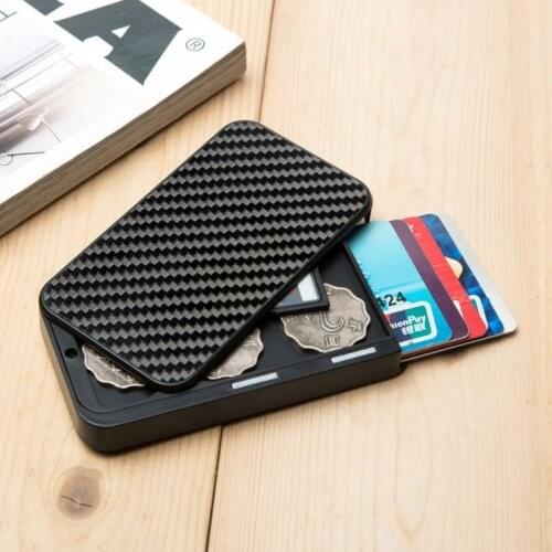 Fashion Black Carbon Fiber Minimalist Rfid Wallet for Men ID Credit Cards Business Bank Card Case Women Slide RFID Card Holders