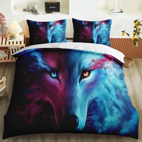 Custom Fashion Pillowcase Duvet Cover 3D Print Jungle Wild Animal Wolf Beding Set Home Bedroom Decor Adult Queen King Single