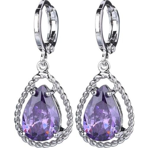 Trendy Earrings 925 Silver Jewelry with AAA Zircon Gemstone Water Drop Shape Earrings Accessories for Women Wedding Party Gift