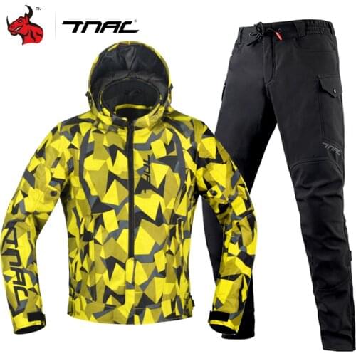 Yellow Motorcycle Jacket Cold-proof Motocross Chaqueta Moto Waterproof Racer Jacket Suit Moto Protection Set 4 Colour