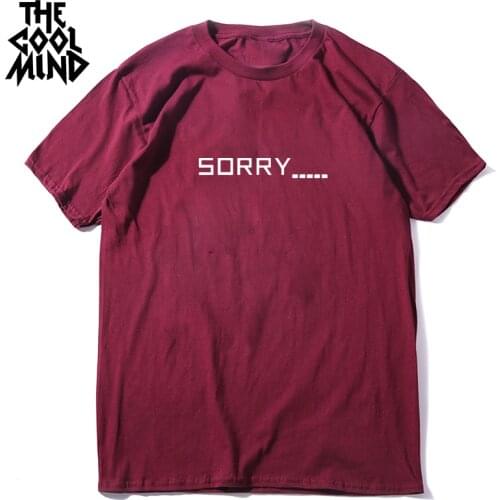 COOLMIND 100% cotton short sleeve sorry funny men T shirt casual summer loose o-neck tshirt cool men T-shirt mens tee shirts
