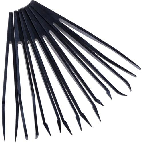 8pcs 12cm Anti-static Carbon Fiber Electronic Tweezers Kit ESD Plastic Forceps PCB Repair Hand Tools Set