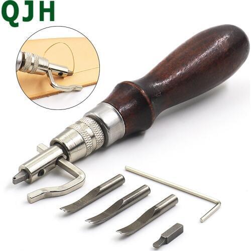Leather Craft Edge Press Kit Adjustable Stitching and Groover Crease Crimp line slot Leather Stitching Sewing Tools Accessories