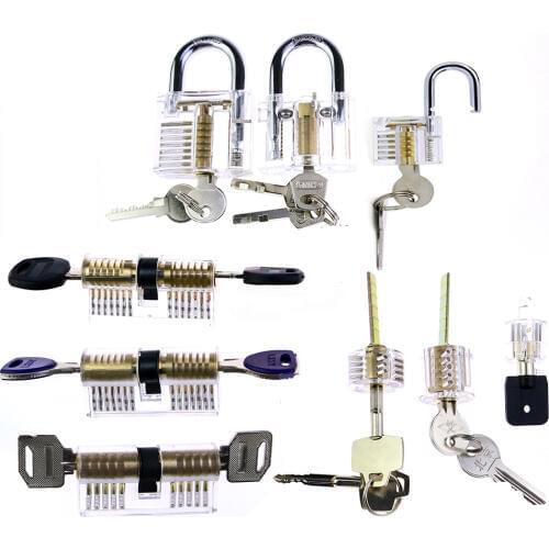 9 Practice Lock Set with klom 9 lock picks set as gift for Beginner and Professional Locksmiths Lock Tool Kit