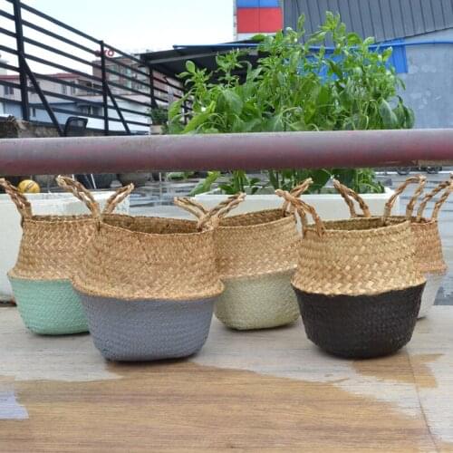 Boho Decor Plant Seagrass Wicker Storage Basket for Toys Home Decoration Laundry Basket Organizador Cocina Bamboo Panier Osier
