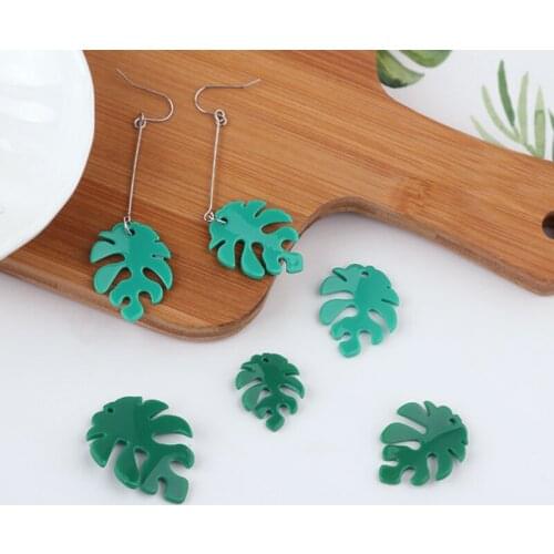 Acrylic Resin Green Leaves Charms 10pcs/lot For DIY Fashion Jewelry Making Finding Accessories