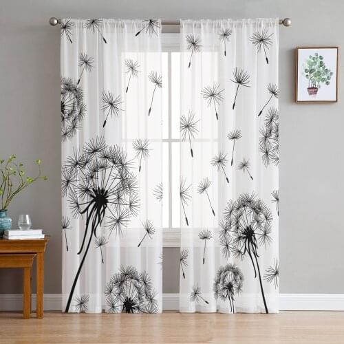 Plant Dandelion Sheer Curtain for Living Room Bedroom Kitchen Modern Tulle Window Treatment Home Decor