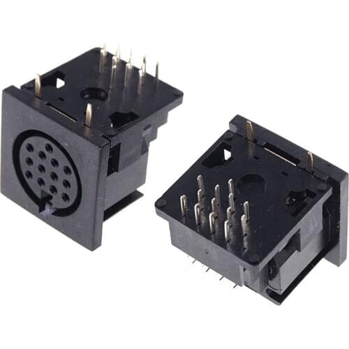5pcs Din Socket 13 Position Female 13 Pin PCB Mount Right Angle Through holes SDS-J DS Power 2A 110V AC Circular Receptacle