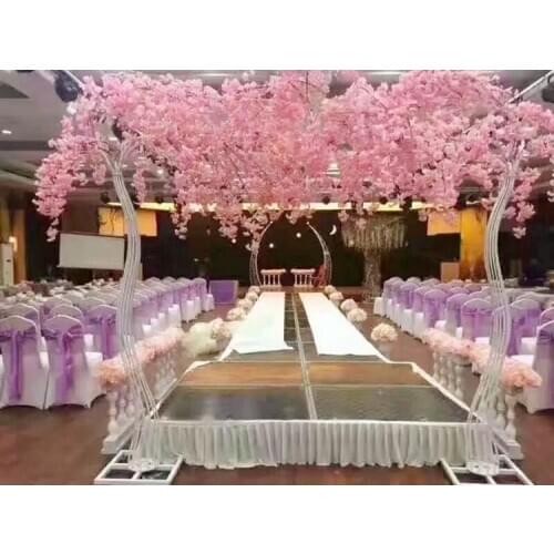 Romantic Wedding Decoration white Cherry Flower Tree Road Cited Arch Bride and Groom Photographing Props 2pcs/lot